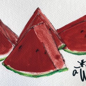 Cuatro trozos de sandía
